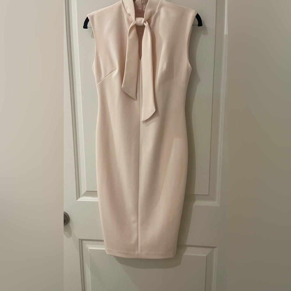 Light pink front bow Calvin Klein dress.